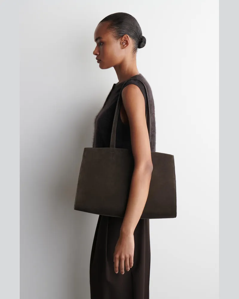 COS Gallery Tote Bag - Veloursleder Braun