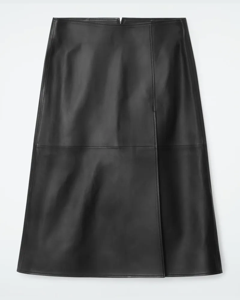 COS Midirock Aus Leder Schwarz