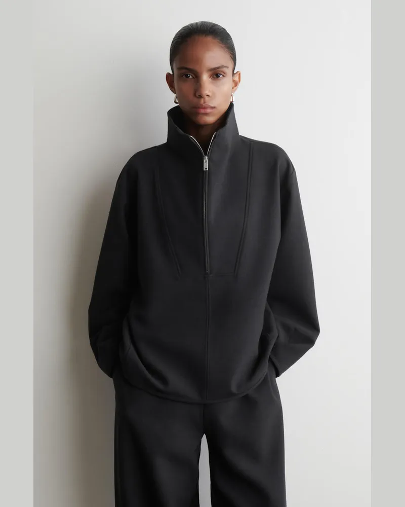 COS Oberteil Mit Reissverschluss Und Hohem Kragen Grau