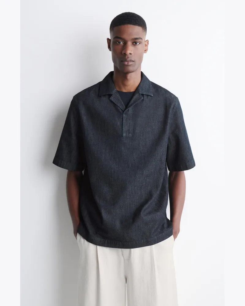 COS Popover-Hemd Aus Denim Blau