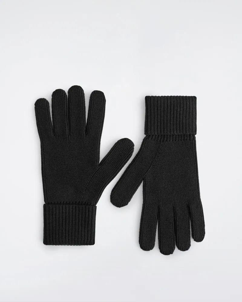 COS Gerippte Wollhandschuhe Schwarz