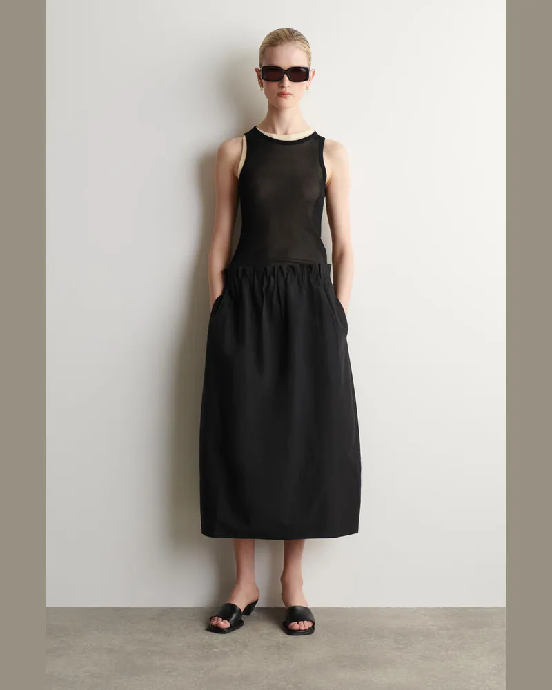 COS Rock Aus Baumwoll-Leinen-Mix Mit Ballonsilhouette Schwarz