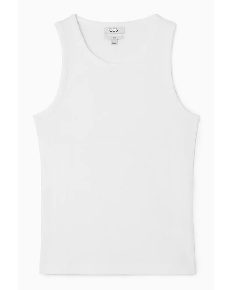 COS Schmales Geripptes Tanktop Weiß