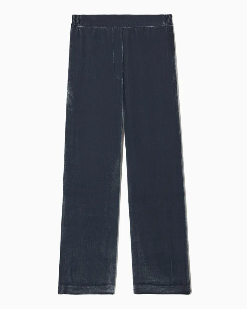 COS Hose Aus Samt Mit Geradem Bein Blau