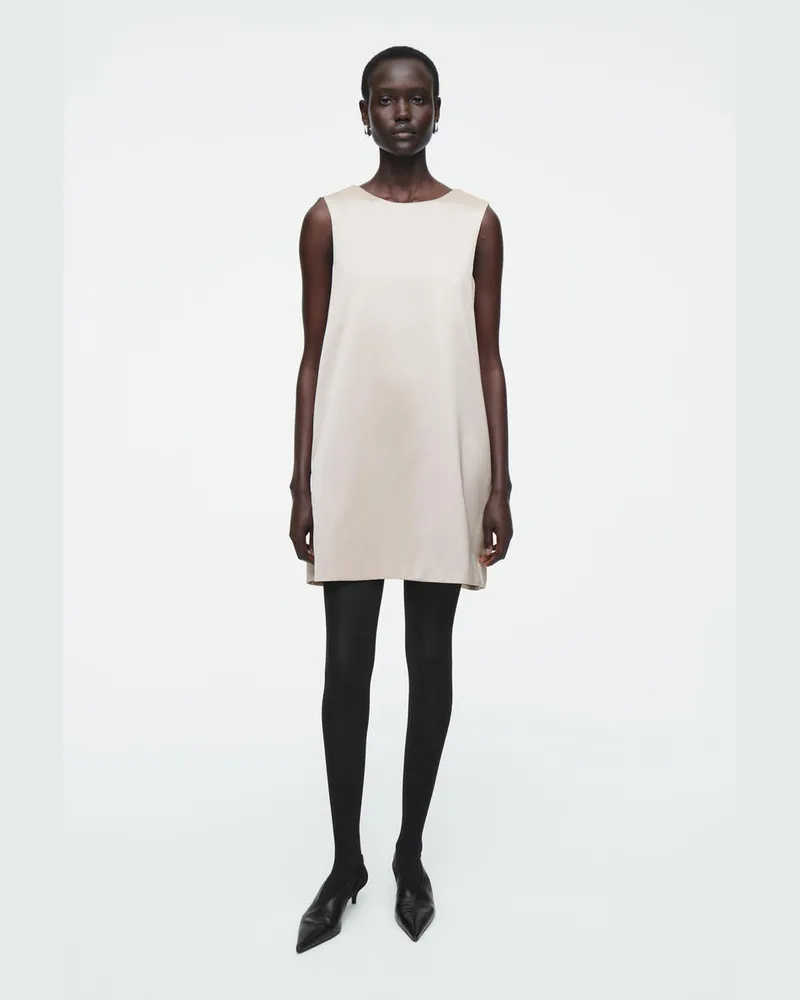 COS Minikleid Aus Satin Mit Racer-Ausschnitt Beige