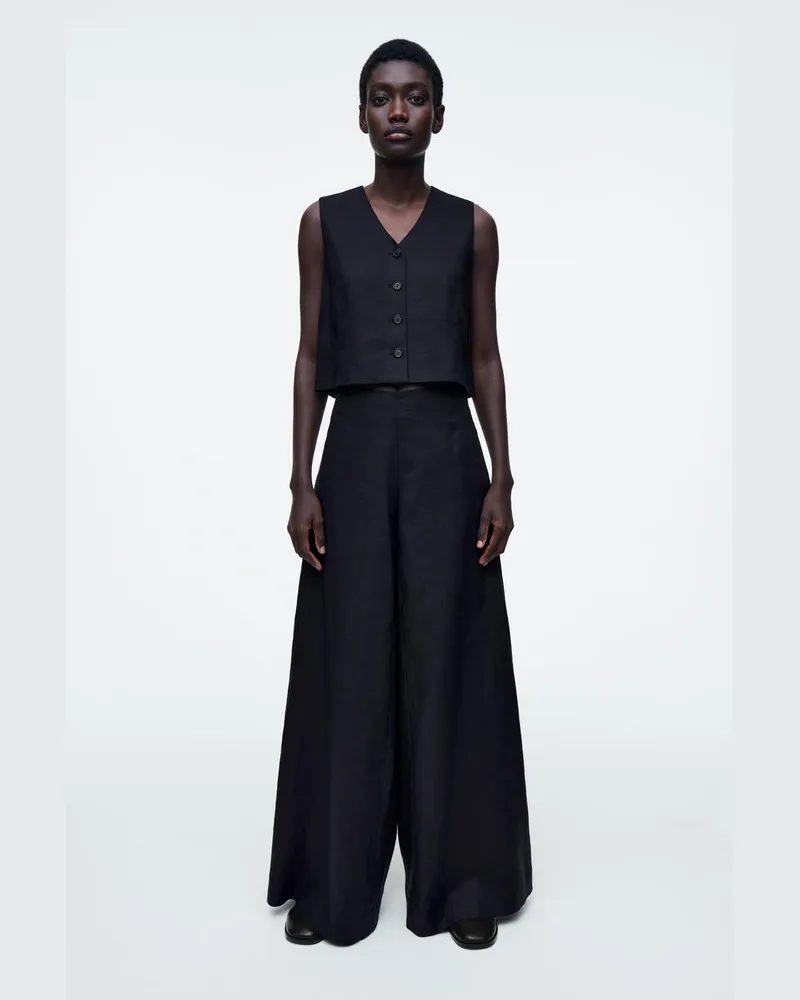 COS Leinenhose Mit Weitem Bein Blau