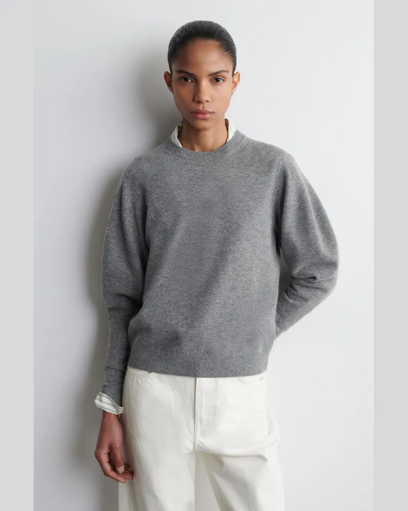 COS Pullover Aus Merinowolle Mit Ballonärmeln Grau