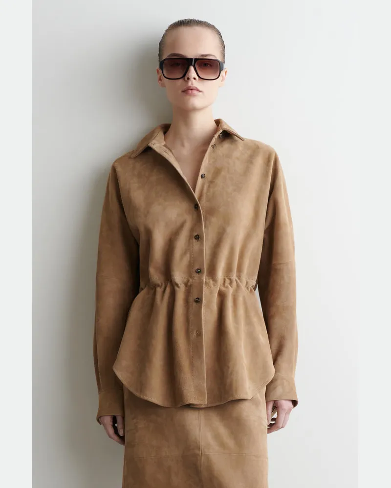 COS Hemd Aus Veloursleder Mit Kordelzug Beige