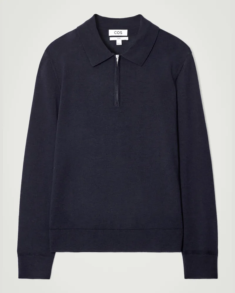 COS Poloshirt Aus Merinowolle Blau