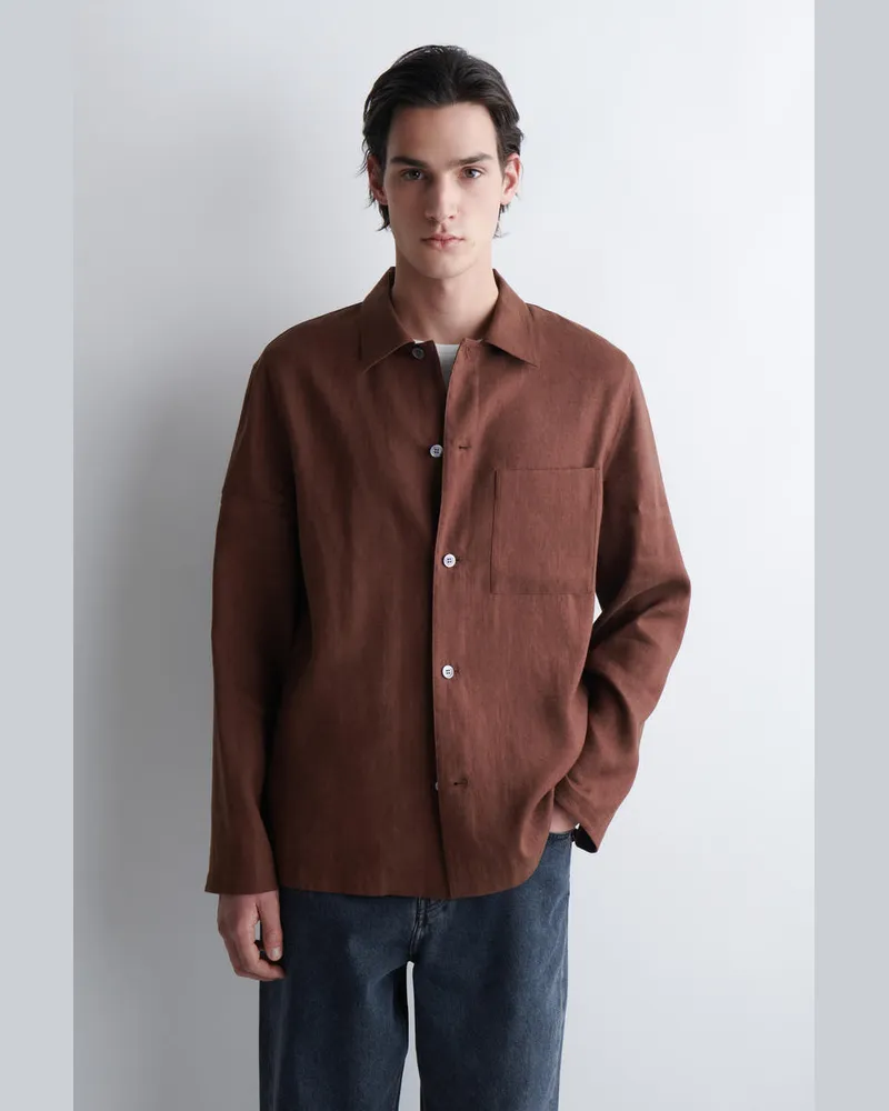 COS Lockeres Leinenhemd Braun