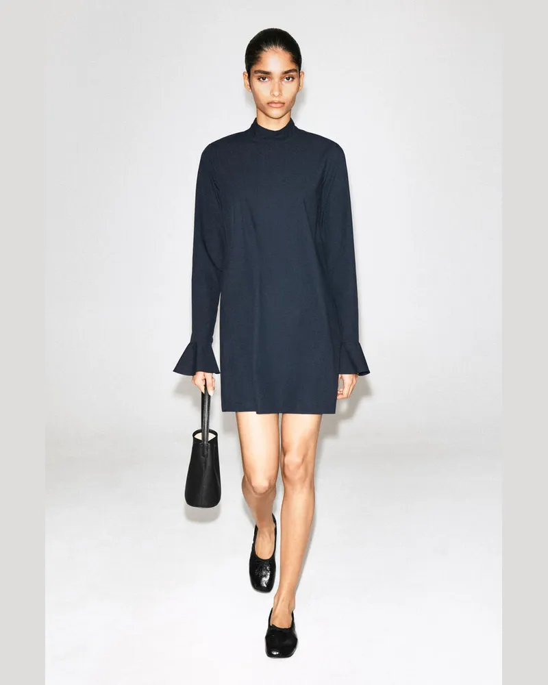 COS Minikleid Aus Baumwolle Mit Ausgestellten Ärmeln Blau