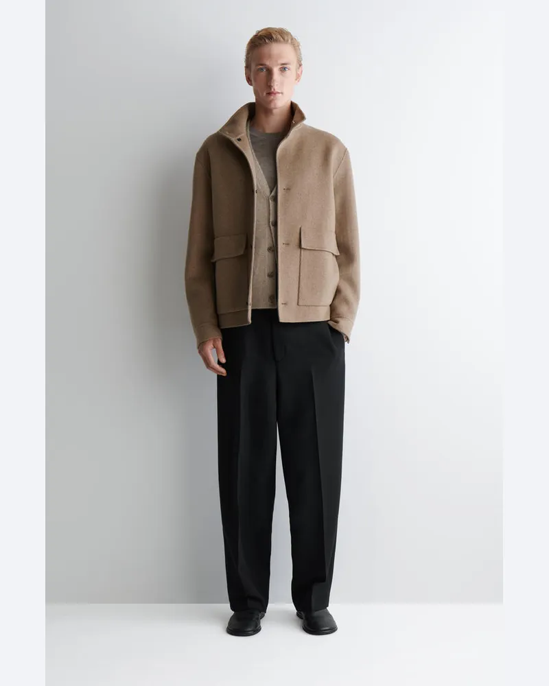 COS Jacke Aus Wolle Mit Hohem Kragen Beige