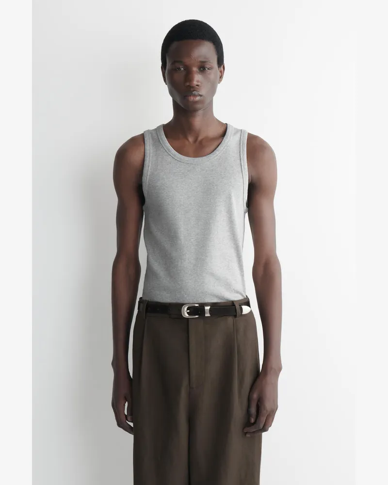 COS Schmales Geripptes Tanktop Aus Baumwolle Grau