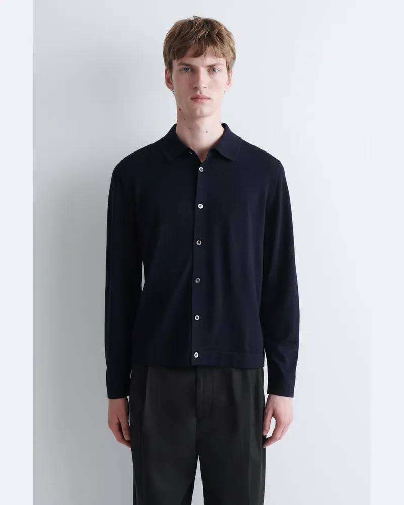 COS Strickhemd Aus Merinowolle Blau