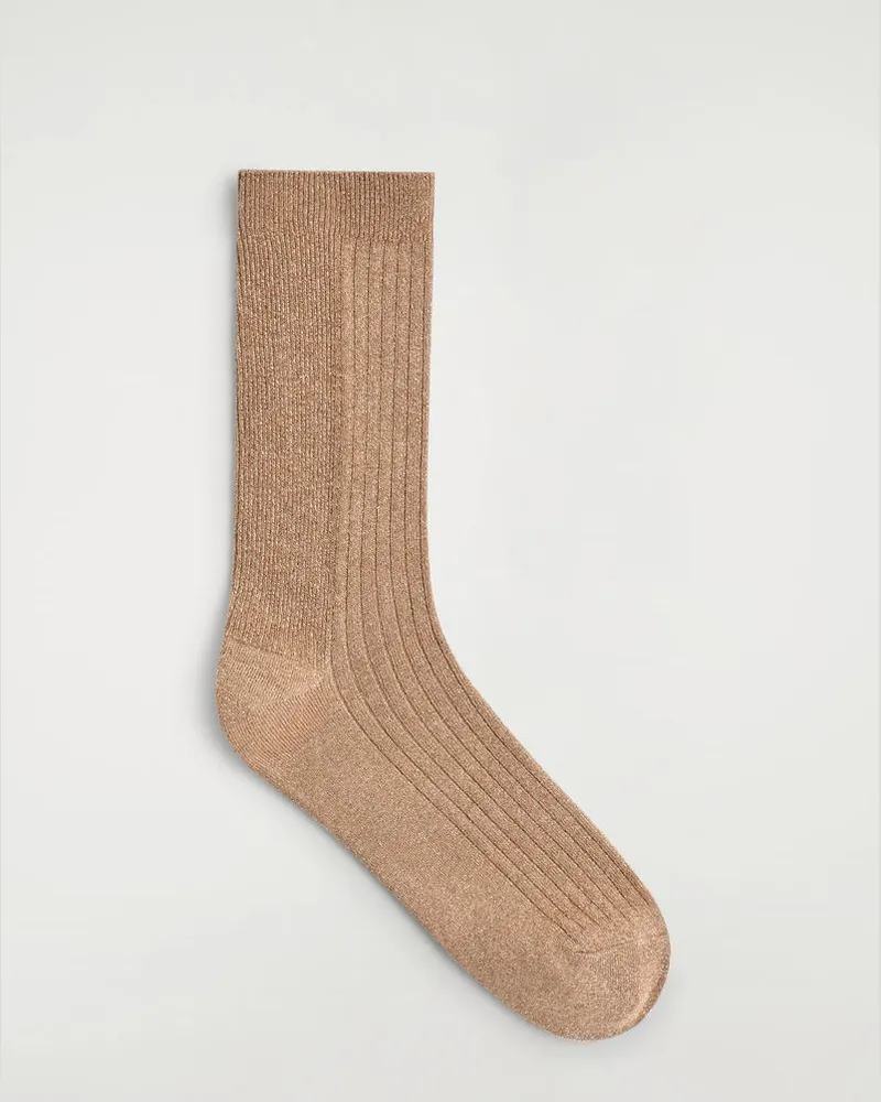COS Gerippte Socken Aus Lurex Beige