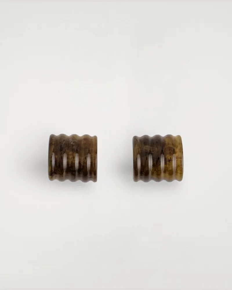 COS Rippled Hoop Earrings Braun