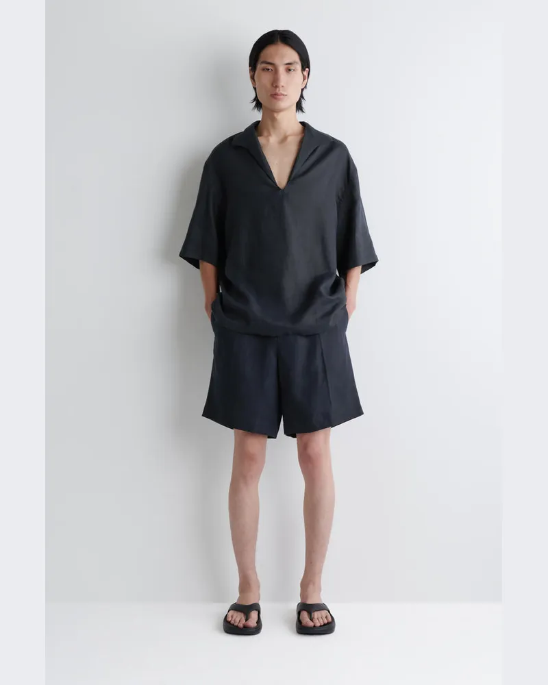 COS Leinenshorts Mit Elastischem Bund Blau