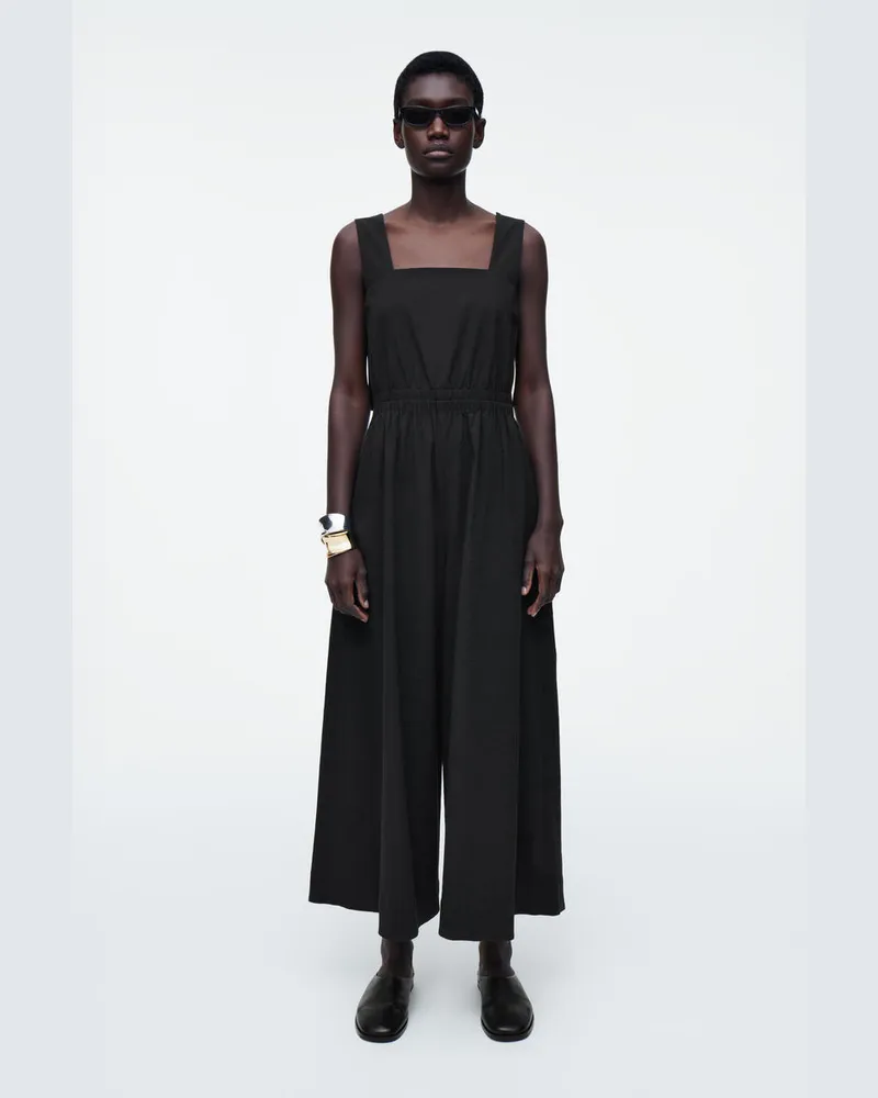 COS Jumpsuit Aus Seersucker Mit Weitem Bein Schwarz