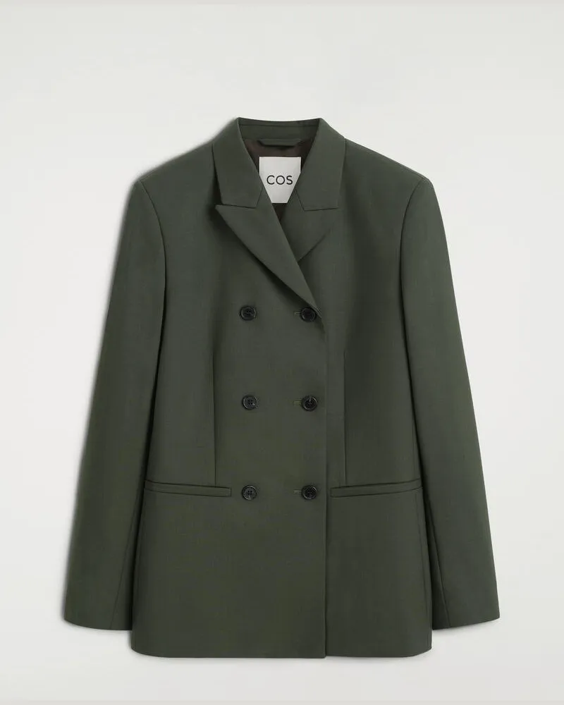 COS Doppelreihiger Blazer Aus Woll-Mix Grün