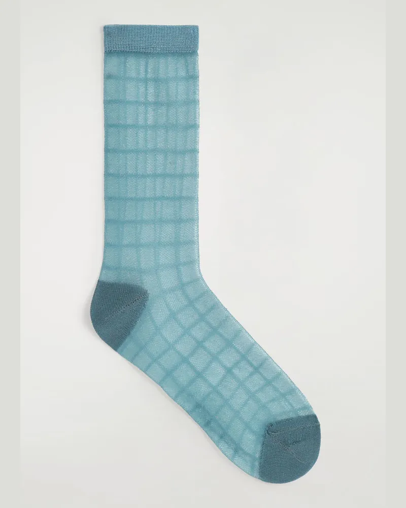 COS Transparente Socken Mit Karomuster Blau