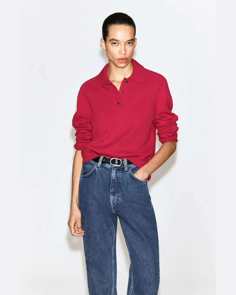 COS Poloshirt Aus Merinowolle Rot