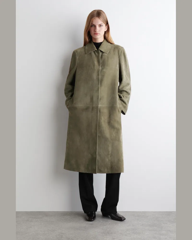 COS Mantel Aus Veloursleder Mit Kragen Grün