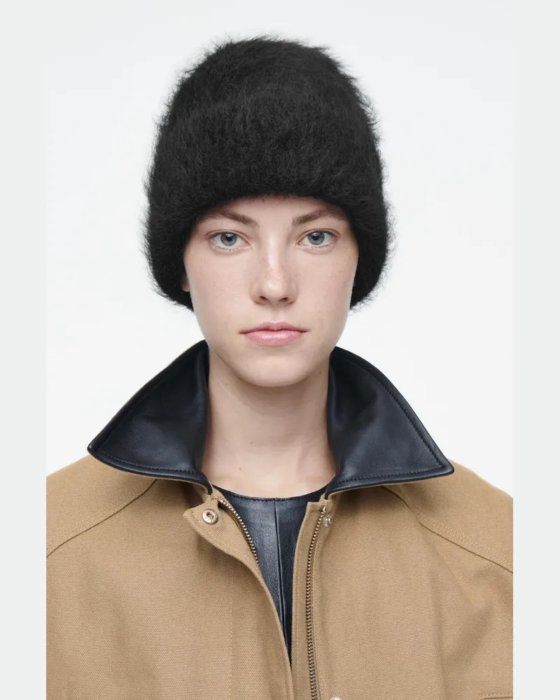 COS Gerippte Beanie Aus Mohair Schwarz