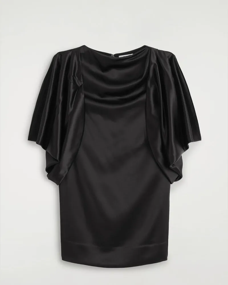 COS Drapiertes Minikleid Aus Mattem Satin Schwarz