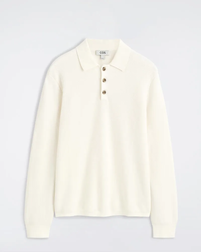 COS Poloshirt Mit Wabenstruktur Weiß