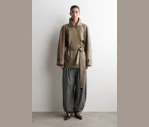 Kurzer Trenchcoat Aus Leder Mit Trichterkragen