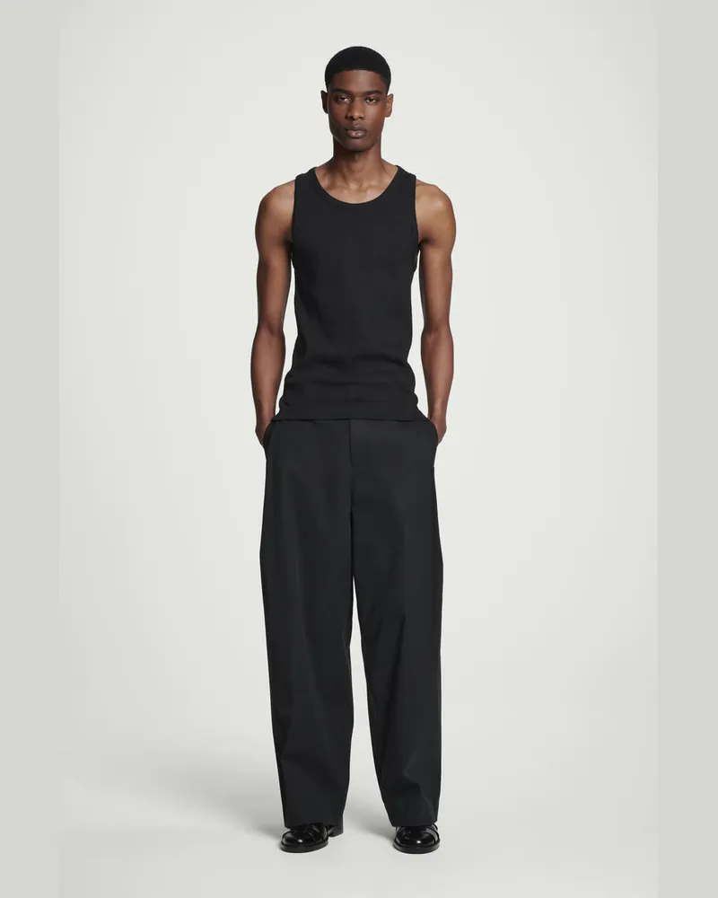 COS Hose Aus Baumwolle Mit Weitem Bein Und Falten Schwarz