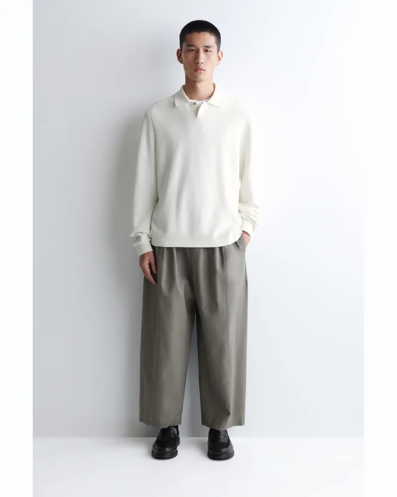 COS Verkürzte Hose Aus Baumwolle Mit Barrel-Bein Grün