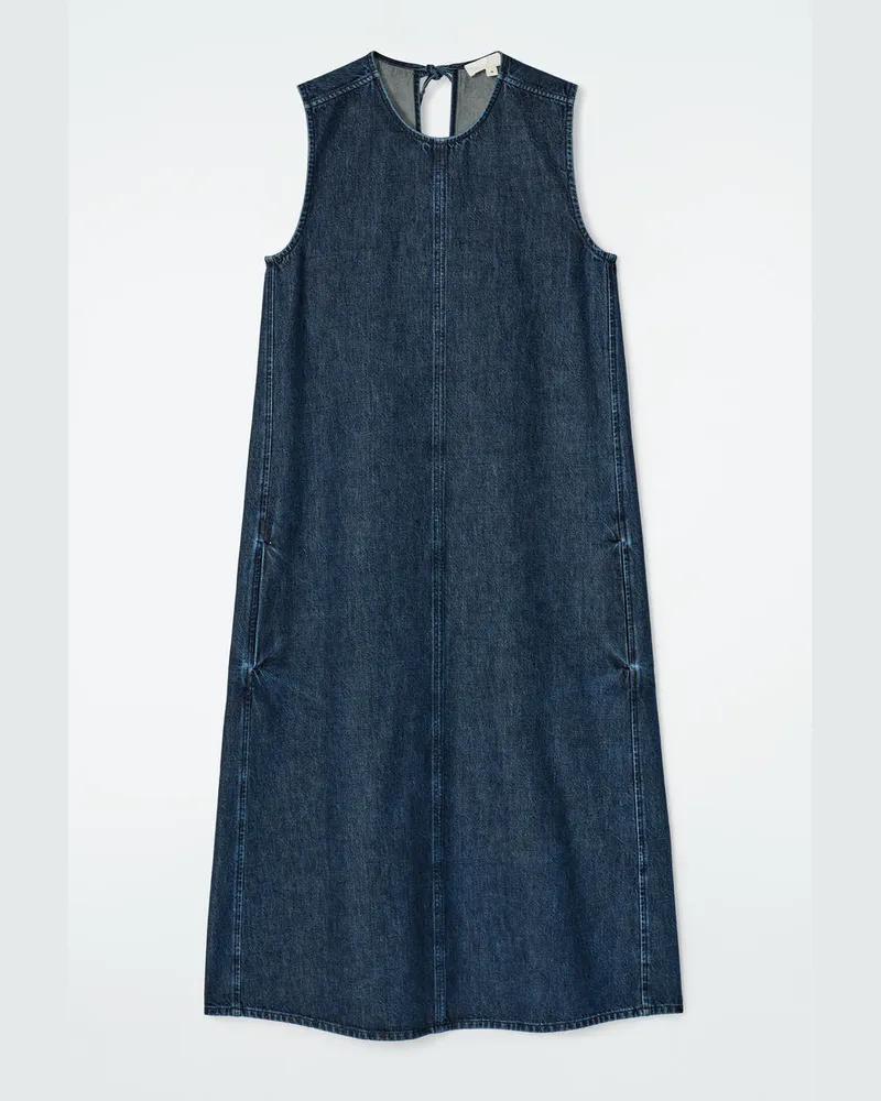 COS Ärmelloses Midikleid Aus Denim Blau
