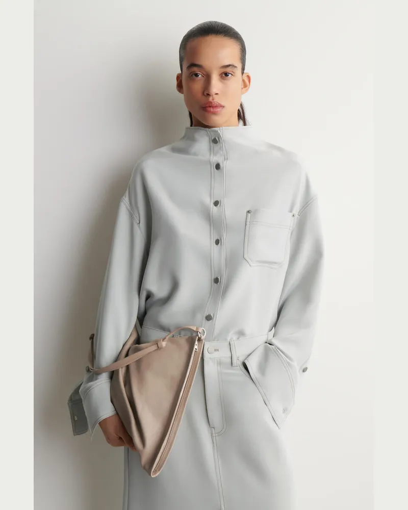 COS Seidenhemd Mit Kragen Und Denim-Effekt Grau