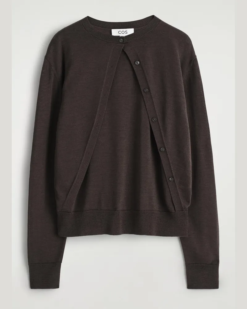 COS Mehrlagige Strickjacke Aus Merinowolle Braun