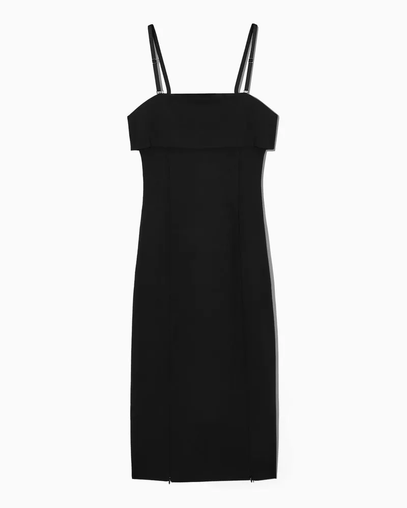 COS Mehrlagiges Bandeau-Midikleid Schwarz