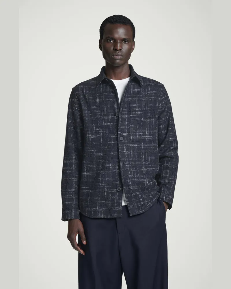 COS Lockere Karierte Hemdjacke Aus Wolle Blau