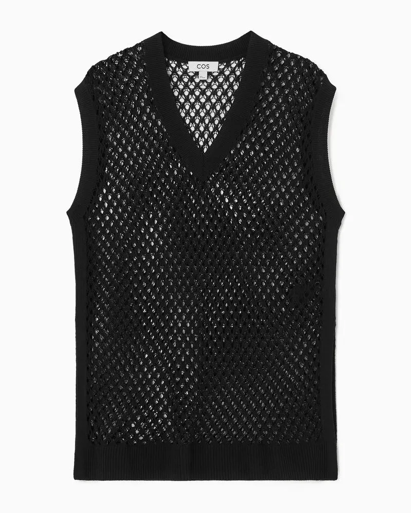 COS Tanktop Mit Lochstrickmuster Schwarz