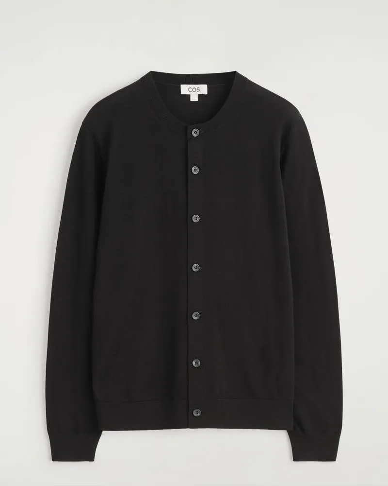 COS Strickjacke Aus Merinowolle Mit Rundhalsausschnitt Schwarz