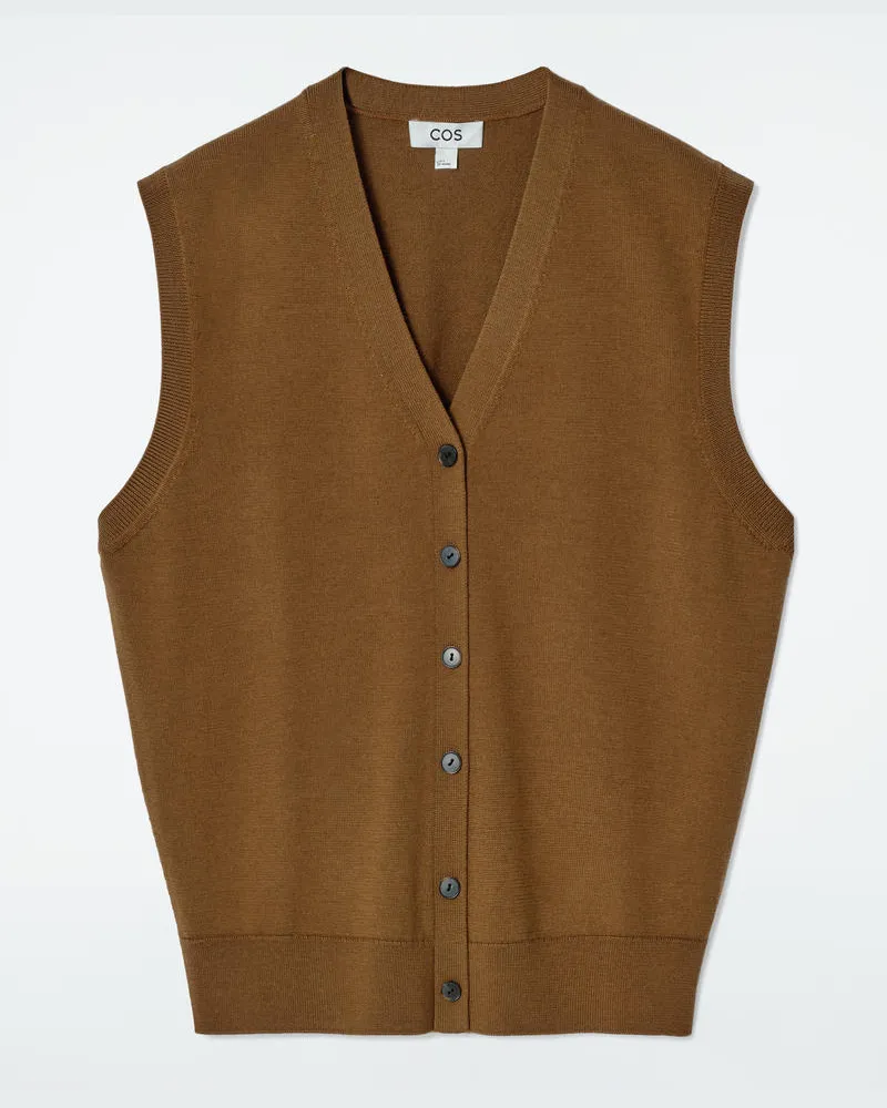 COS Weste Aus Merinowolle Mit V-Ausschnitt Beige