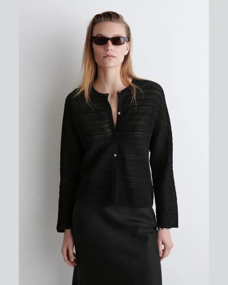 COS Plissierte Strickjacke Schwarz