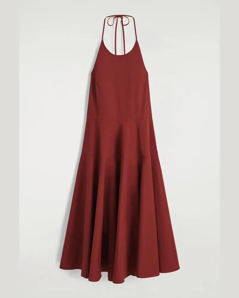 COS Neckholder-Kleid Aus Pima-Baumwolle Rot