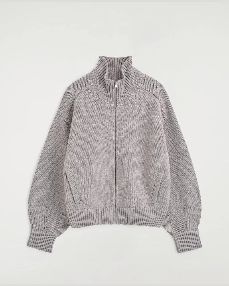 COS Wolljacke Mit Trichterkragen Und Reissverschluss Grau