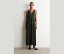 Maxikleid Mit V-Ausschnitt, Falten Und Raffungen