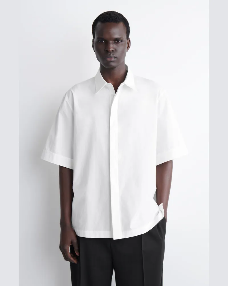 COS Elegantes Kurzärmliges Baumwollhemd Weiß