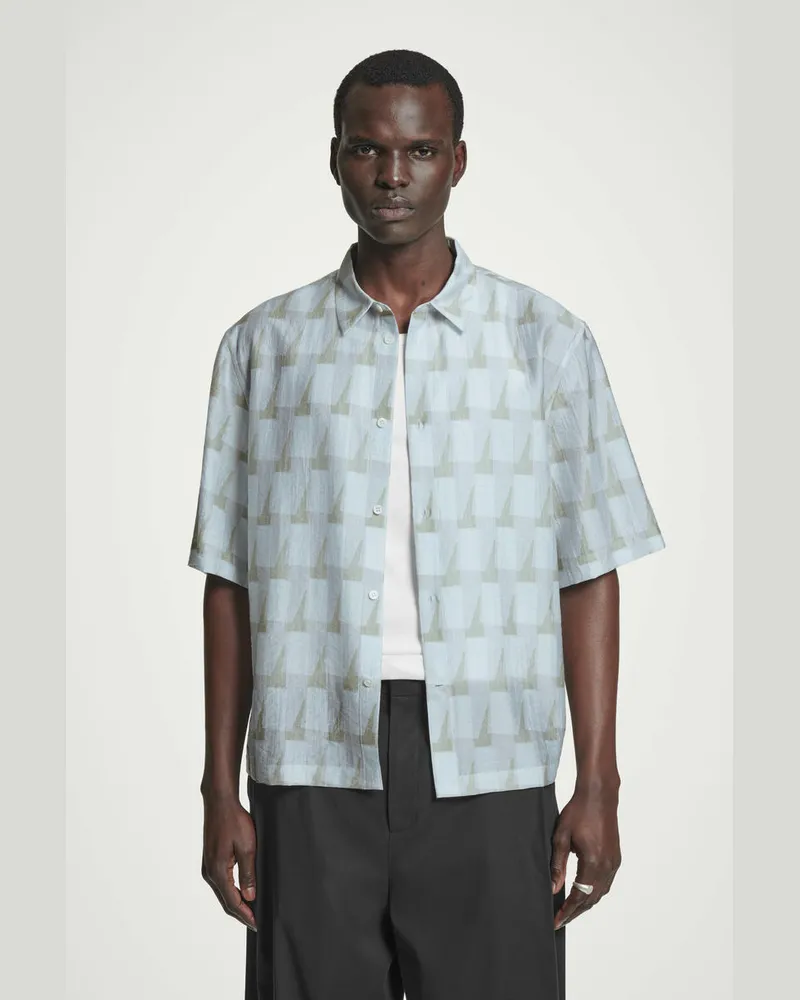 COS Kurzarmhemd Mit Geometrischem Print Blau