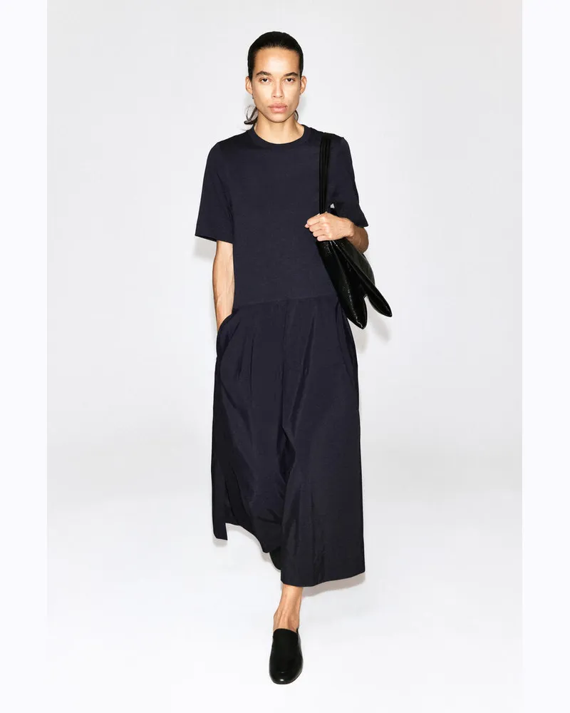 COS Midikleid Mit Niedriger Taille Und Kontrastpartie Blau