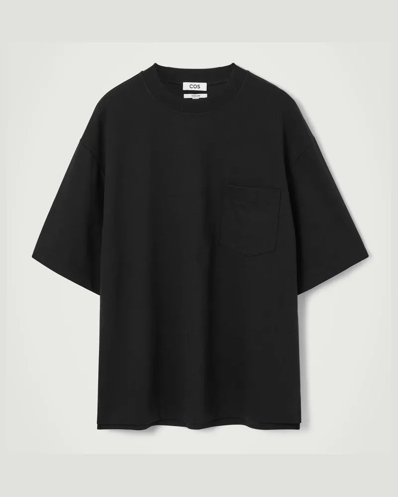 COS Gewichtiges Oversized-T-Shirt Aus Baumwolle Schwarz