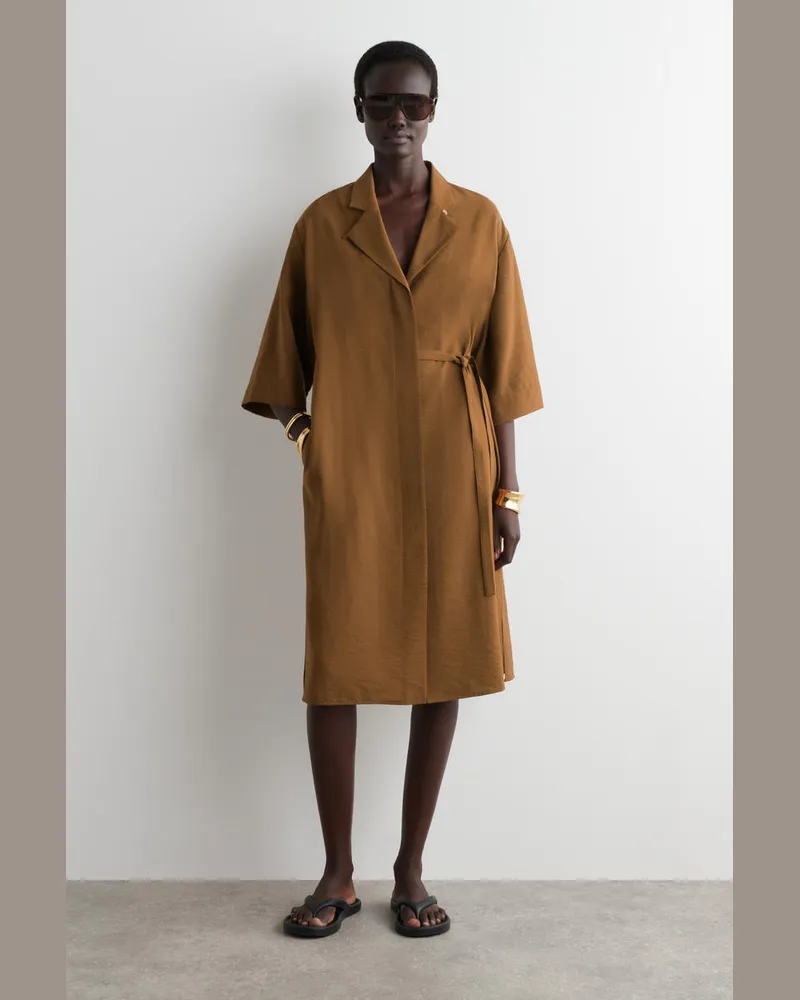 COS Midi-Hemdkleid Mit Seitlichem Gürtel Beige