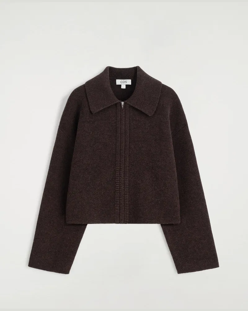 COS Verkürzte Strickjacke Aus Merinowolle Braun